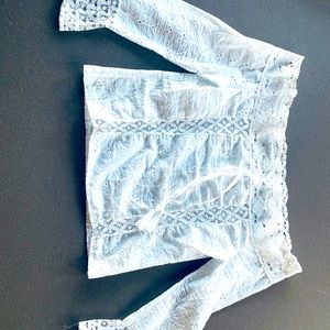 Off shoulder cotton knit blouse